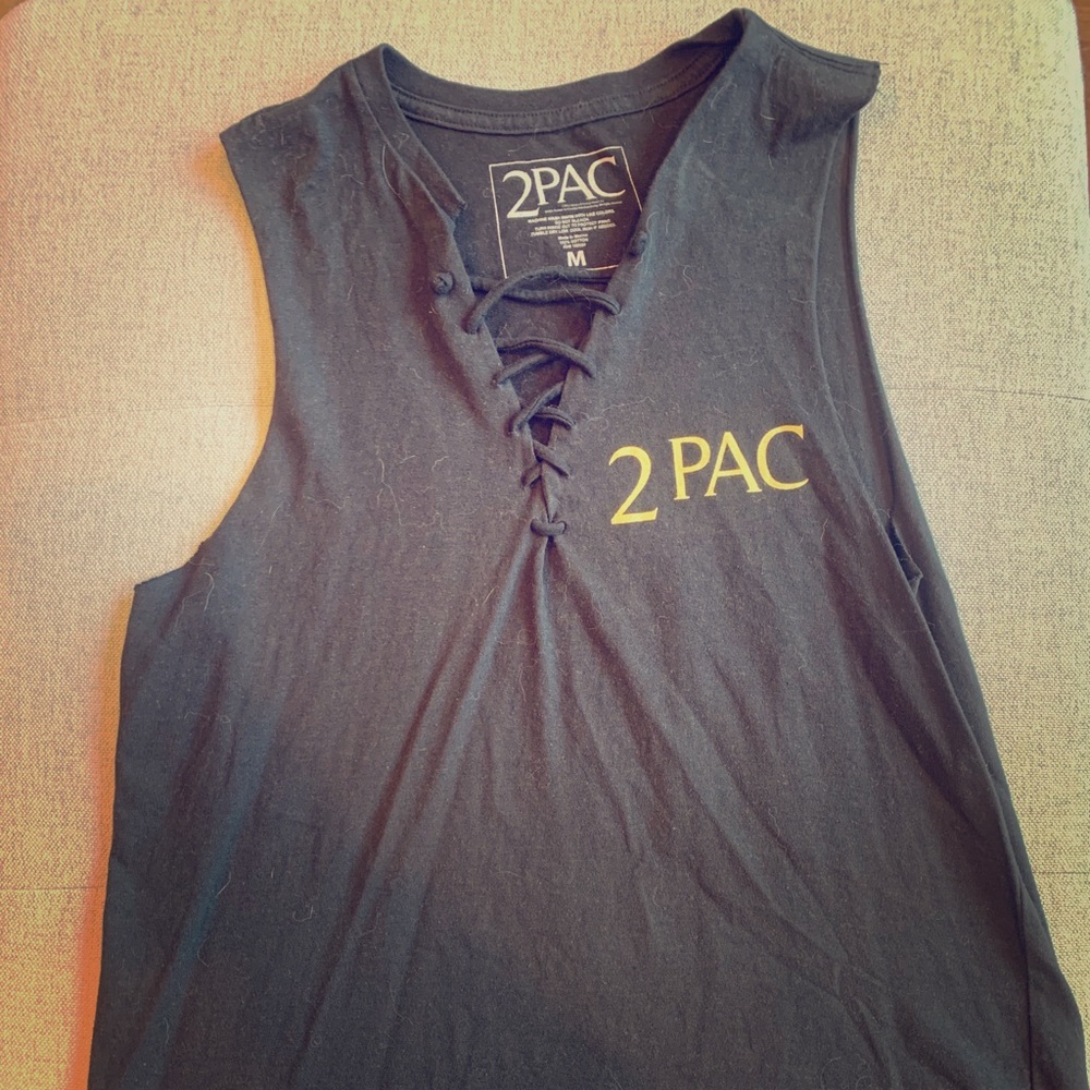 2pac lace-up V-neck tank top